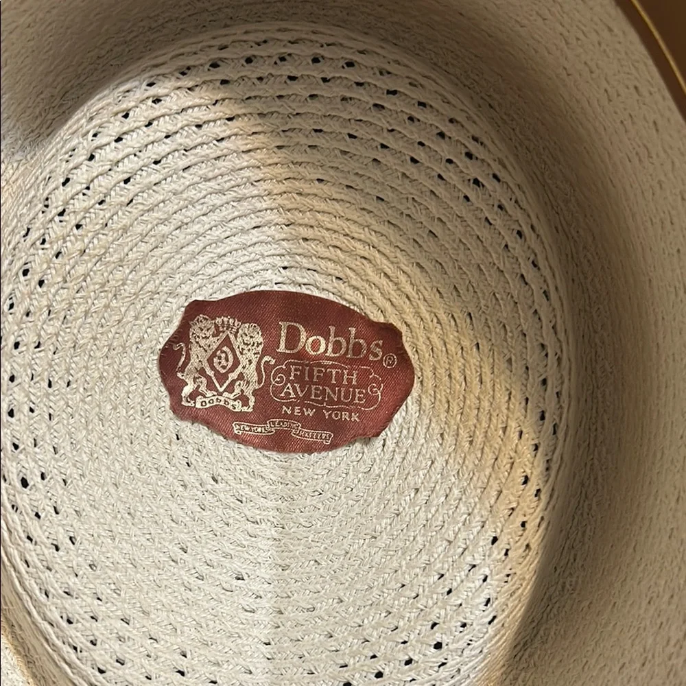 Cream Panama Hat with Flat Brim and Rounded Crown - Picture 3 of 6